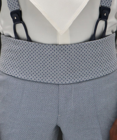Cintura fascia in tessuto azzurro abito da uomo glamour azzurro made in Italy 100% by Cleofe Finati