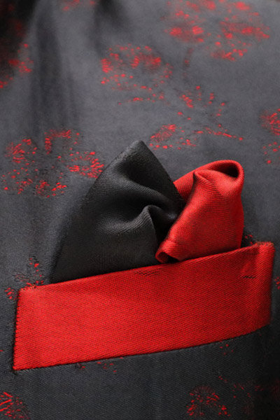 Doppio fazzoletto pochette nero rosso abito da sposo  linea marsina Limited Edition blu made in Italy 100% by Cleofe Finati