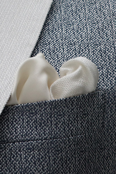 Doppio fazzoletto pochette abito da uomo glamour grigio made in Italy 100% by Cleofe Finati