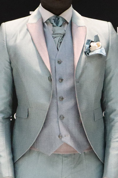Giacca abito da sposo verde, rosa e azzurro made in Italy 100% by Cleofe Finati