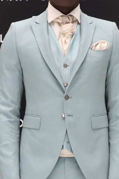 Classic teal wedding suit jacket 100% made in Italy by Cleofe Finati