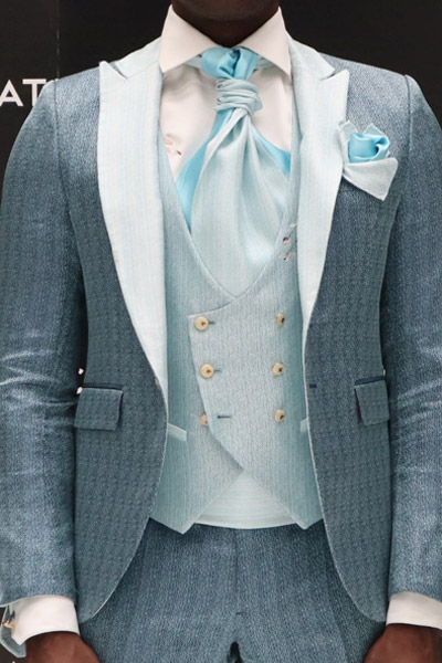 Men’s suit jacket glamour luxury light blue and white 100% made in Italy by Cleofe Finati