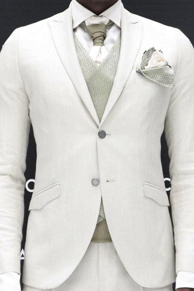 Giacca abito da sposo bianco verde made in Italy 100% by Cleofe Finati