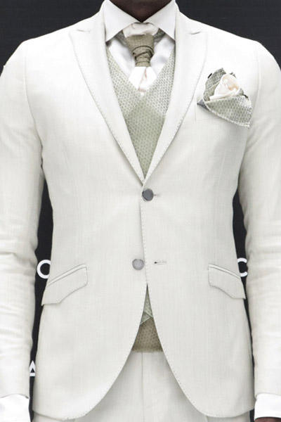 Wedding suit fashion jacket white green 100% made in Italy by Cleofe Finati