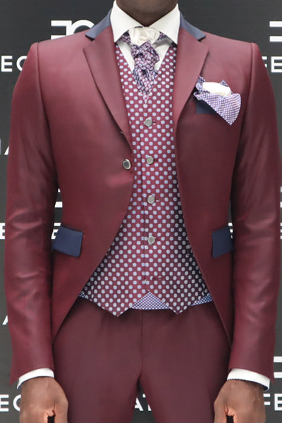 Fashion burgundy wedding suit jacket 100% made in Italy by Cleofe Finati