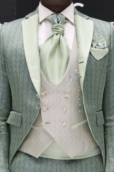 Fashion green wedding suit jacket 100% made in Italy by Cleofe Finati