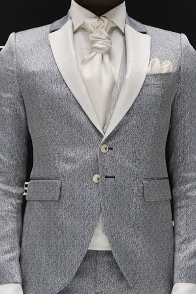 Glamorous men's suit jacket grey in micro hound’s tooth 100% made in Italy by Cleofe Finati