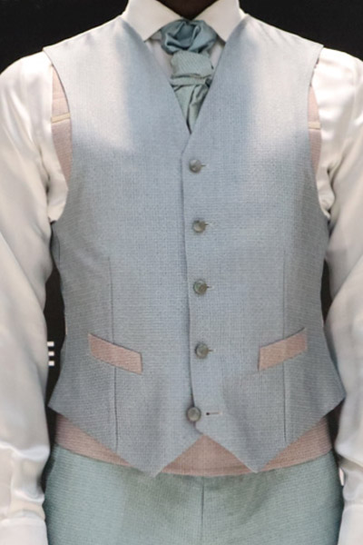 Waistcoat vest cream wedding suit green pink tail coat 100% made in Italy by Cleofe Finati