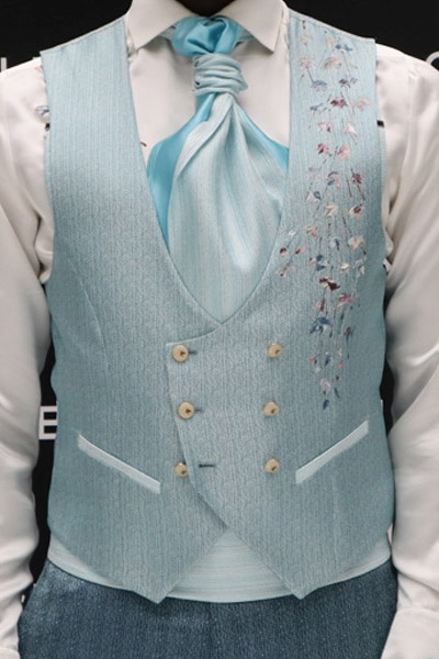 Waistcoat vest glamour men’s suit light blue and white 100% made in Italy by Cleofe Finati