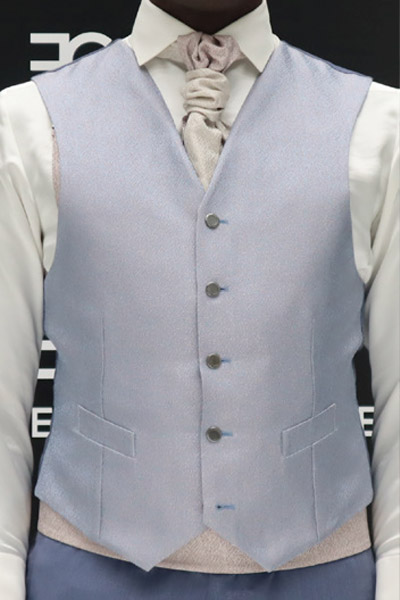 Waistcoat vest ochre light blue classic wedding suit 100% made in Italy by Cleofe Finati