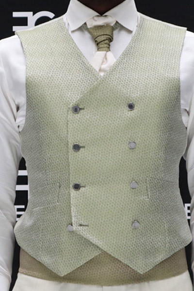 Waistcoat vest fashion wedding suit white green 100% made in Italy by Cleofe Finati