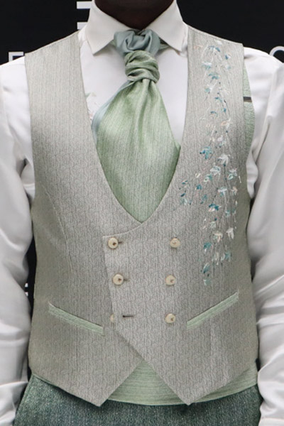 Waistcoat vest fashion wedding suit green 100% made in Italy by Cleofe Finati