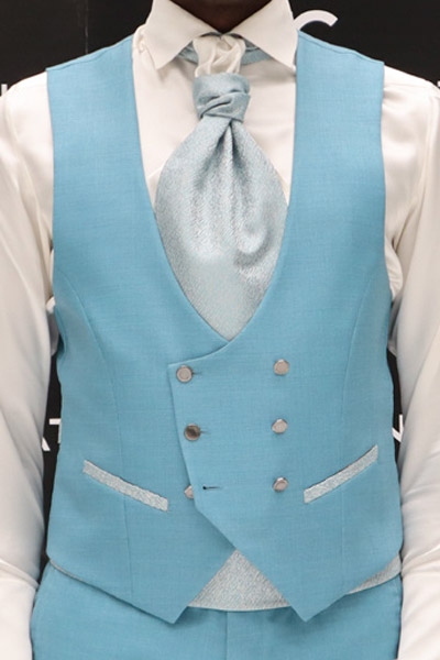 Waistcoat vest classic wedding suit blue green 100% made in Italy by Cleofe Finati
