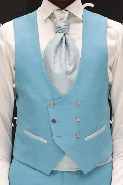 Panciotto gilet gilè blu serenity abito da sposo classico azzurro verde made in Italy 100% by Cleofe Finati