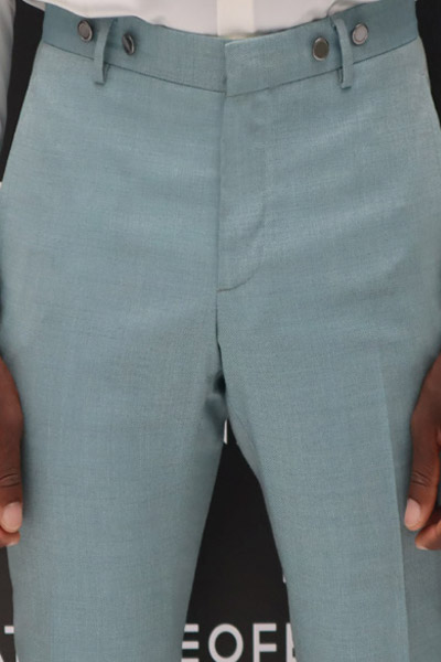 Classic teal wedding suit trousers 100% made in Italy by Cleofe Finati