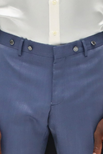 Pantalone abito da sposo classico blu polvere made in Italy 100% by Cleofe Finati