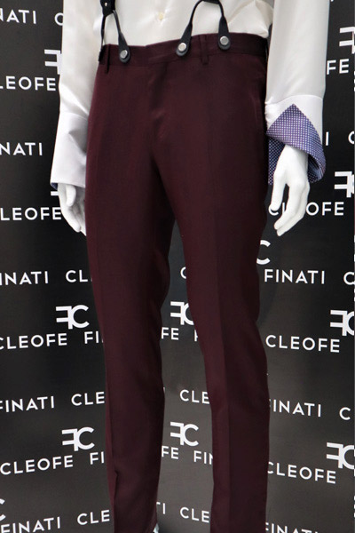 Fashion wedding suit burgundy trousers 100% made in Italy                        by Cleofe Finati