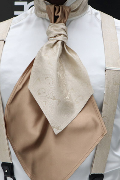 Plastron beige panna abito da sposo fashion made in Italy 100% by Cleofe Finati
