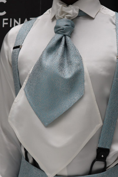 Plastron uomo blues abito da sposo classico azzurro verde made in Italy 100% by Cleofe Finati