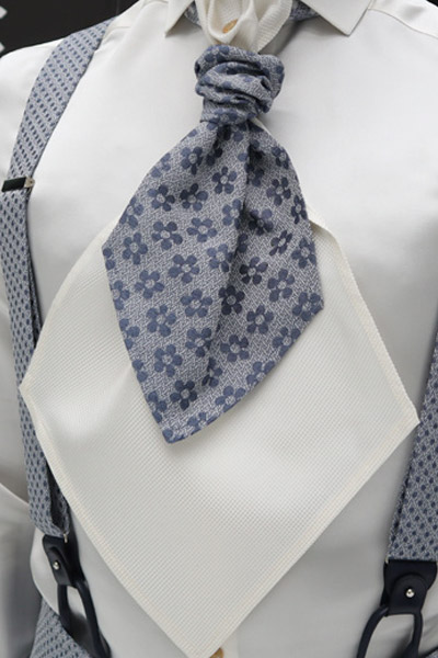 Plastron dandy abito da uomo glamour azzurro made in Italy 100% by Cleofe Finati