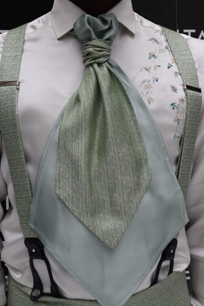 Plastron verde abito da sposo fashion verde tramatura in evidenza made in Italy 100% by Cleofe Finati