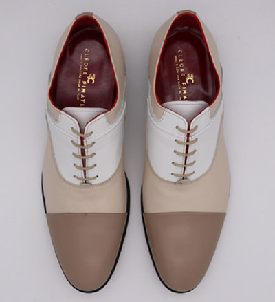 White beige lace-up shoes for men fashion wedding suit 100% made in Italy by Cleofe Finati