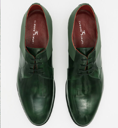Green lace-up shoes for men fashion wedding suit green 100% made in Italy by Cleofe Finati