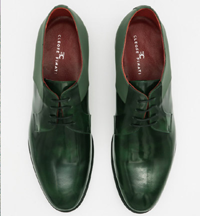 Scarpe uomo stringate abito da sposo fashion verde tramatura in evidenza made in Italy 100% by Cleofe Finati