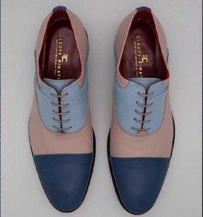 Scarpe stringate abito da sposo blu polvere made in Italy 100% by Cleofe Finati