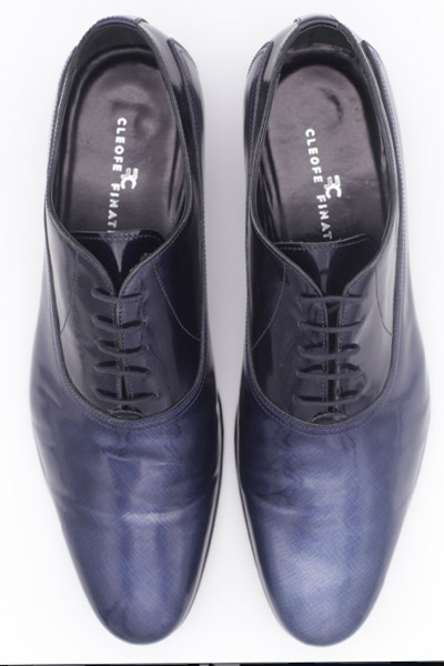 Blumarine and black lace-up shoes for fashion blue wedding suit 100% made in Italy by Cleofe Finati