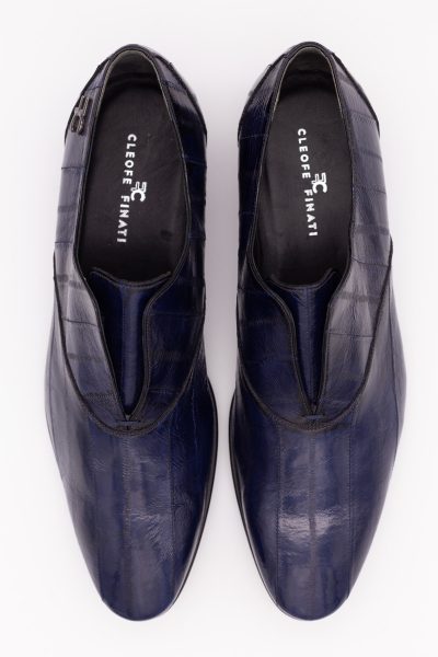 Blumarine and black lace-up shoes for men classic wedding suit dusty serenity blue 100% made in Italy by Cleofe Finati