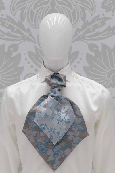 Plastron azzurro silver sabbia abito da sposo fashion panna made in Italy 100% by Cleofe Finati