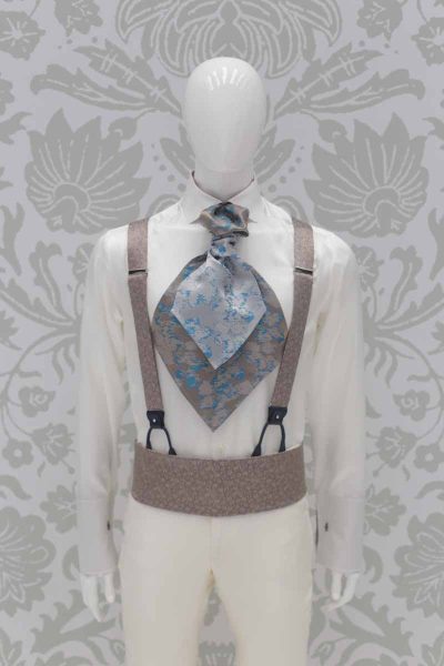 Suspenders sand fashion wedding suit cream 100% made in Italy by Cleofe Finati
