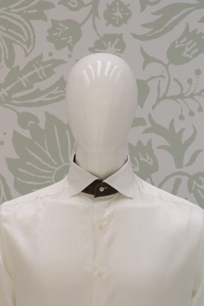 Camicia panna abito da sposo fashion marrone made in Italy 100% by Cleofe Finati