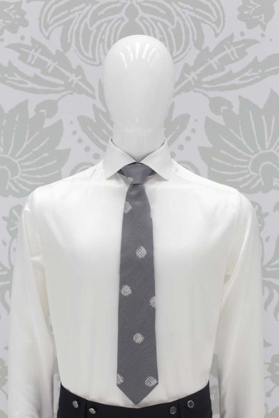 Cravatta classica grigia abito da sposo made in Italy 100% by Cleofe Finati