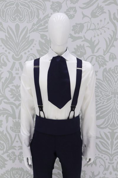 Blue white fabric belt fashion wedding suit lightning blue 100% made in Italy by Cleofe Finati