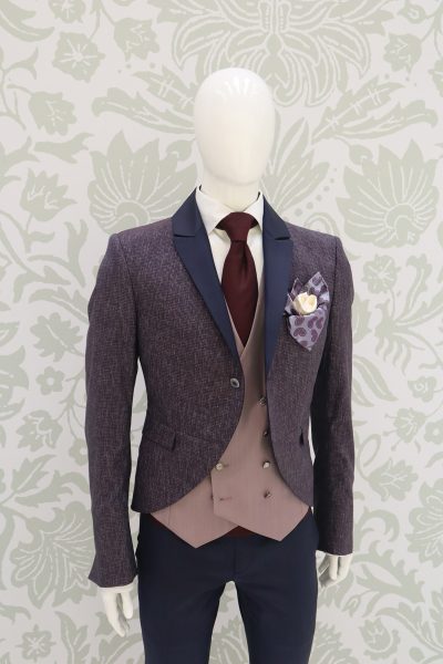 Classic lightning blue wedding suit jacket 100% made in Italy by Cleofe Finati