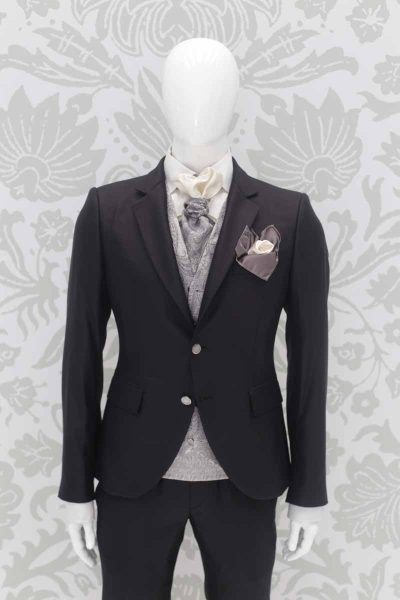 Classic midnight blue wedding suit jacket 100% made in Italy by Cleofe Finati