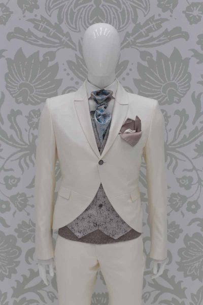 Fashion cream wedding suit jacket 100% made in Italy by Cleofe Finati