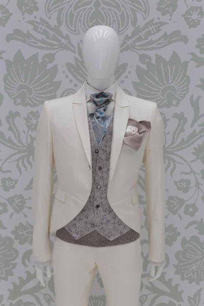 Fashion cream wedding suit jacket 100% made in Italy by Cleofe Finati