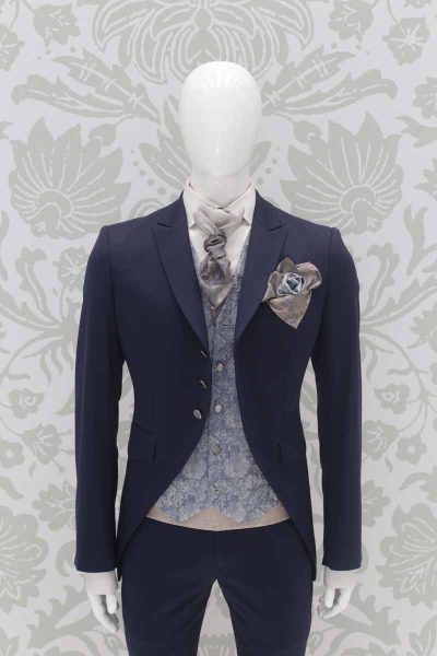 Navy blue fashion wedding suit jacket 100% made in Italy by Cleofe Finati