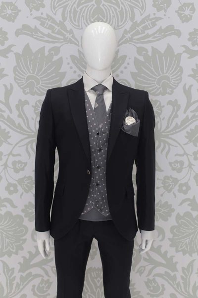 Jacket wedding suit classic blue black 100% made in Italy by Cleofe Finati