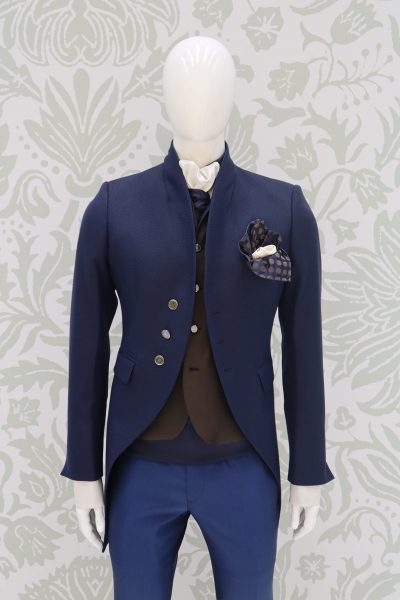 Classic blue wedding suit jacket 100% made in Italy by Cleofe Finati