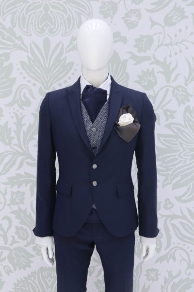 Fashion lightning blue wedding suit jacket 100% made in Italy by Cleofe Finati