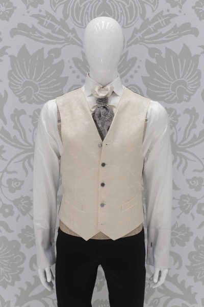 Waistcoat vest cream wedding suit black tail coat 100% made in Italy by Cleofe Finati