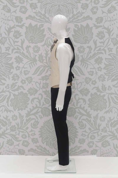 Waistcoat vest cream wedding suit black tail coat 100% made in Italy by Cleofe Finati