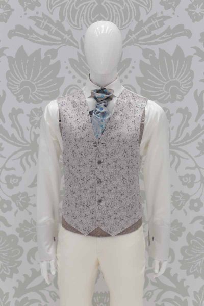 Waistcoat vest pearl grey and anthracite fashion wedding suit cream 100% made in Italy by Cleofe Finati