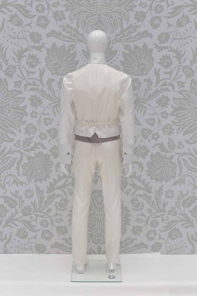Waistcoat vest pearl grey and anthracite fashion wedding suit cream 100% made in Italy by Cleofe Finati