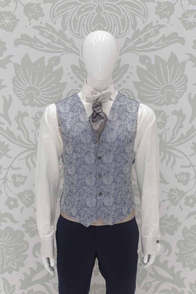 Waistcoat vest dusty blue silver fashion wedding suit navy blue 100% made in Italy by Cleofe Finati