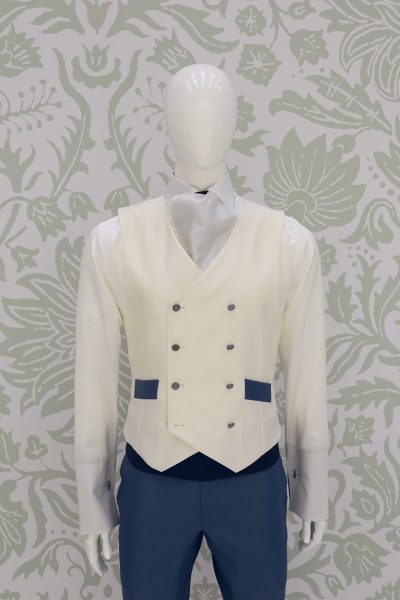 Waistcoat vest metal light blue fashion wedding suit serenity blue 100% made in Italy by Cleofe Finati